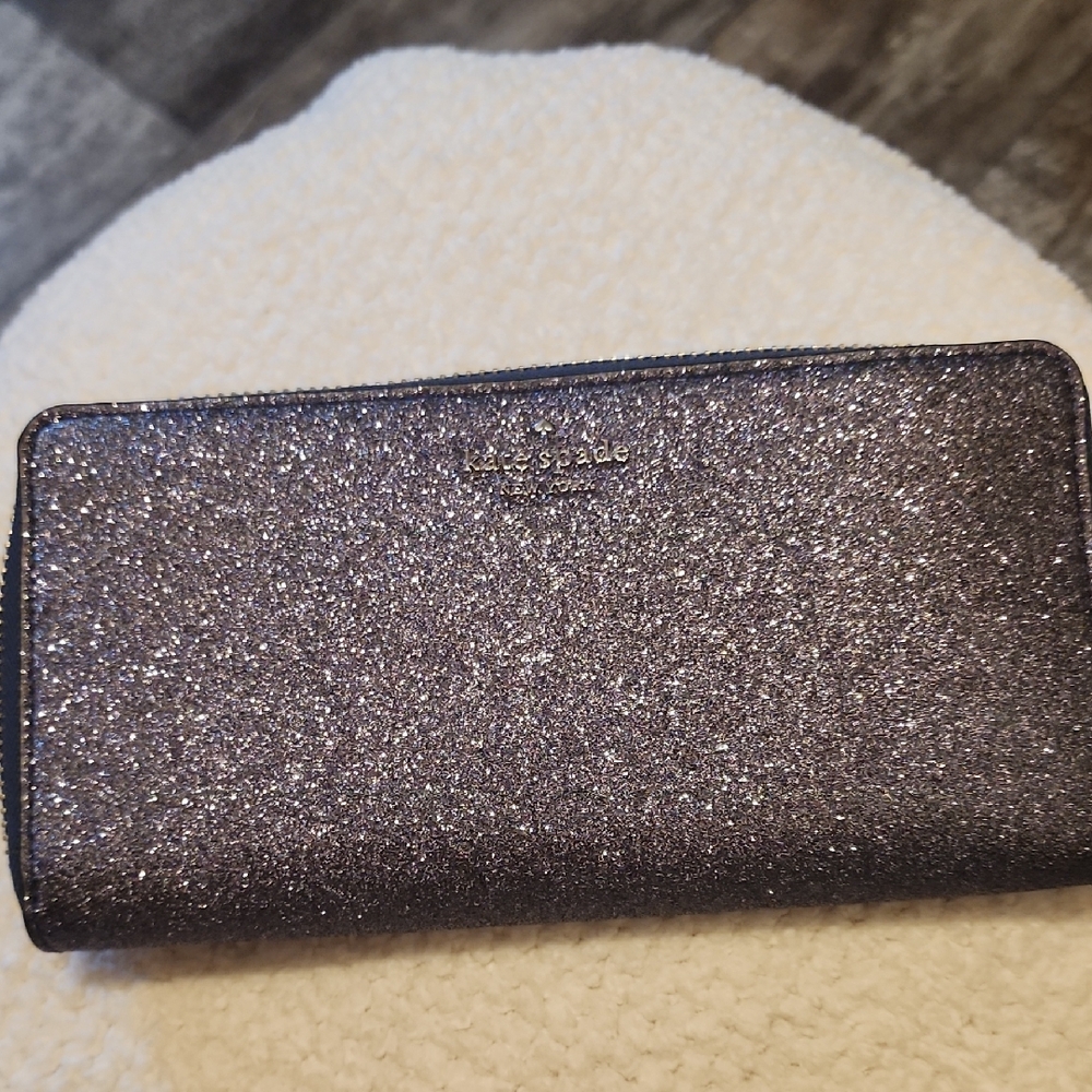 Kate Spade Sparkle Wallet - Dark Purple/ silver